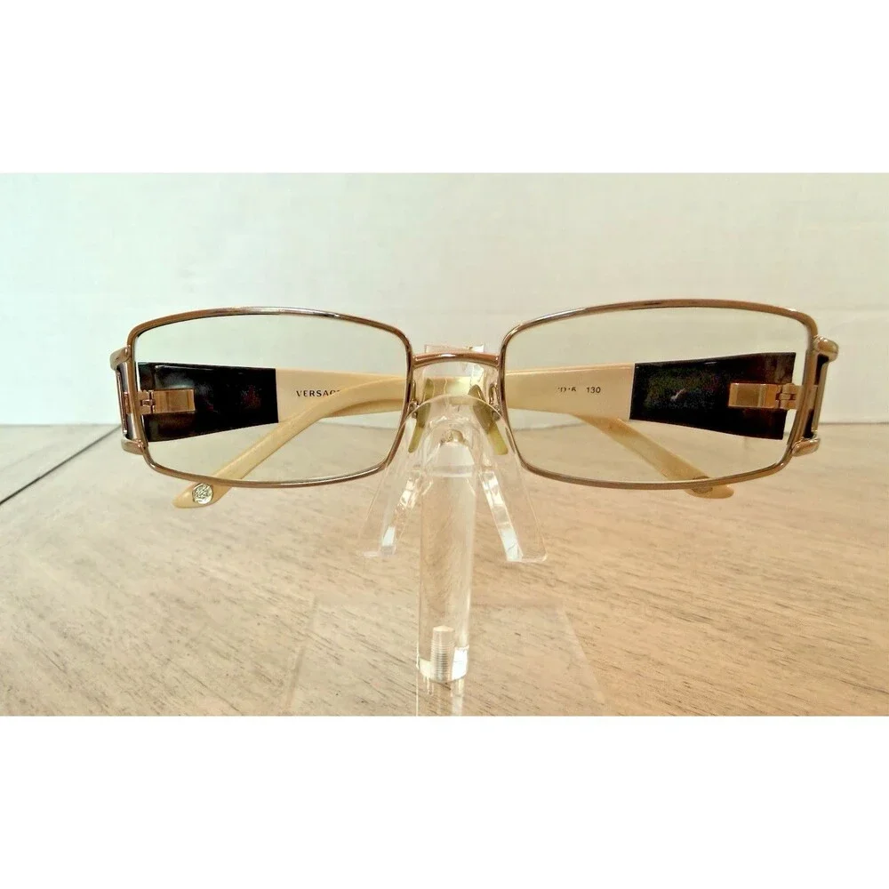 Versace 1163-B Rectangular Crystal Embellished Greek Key Temple Frames 52-16